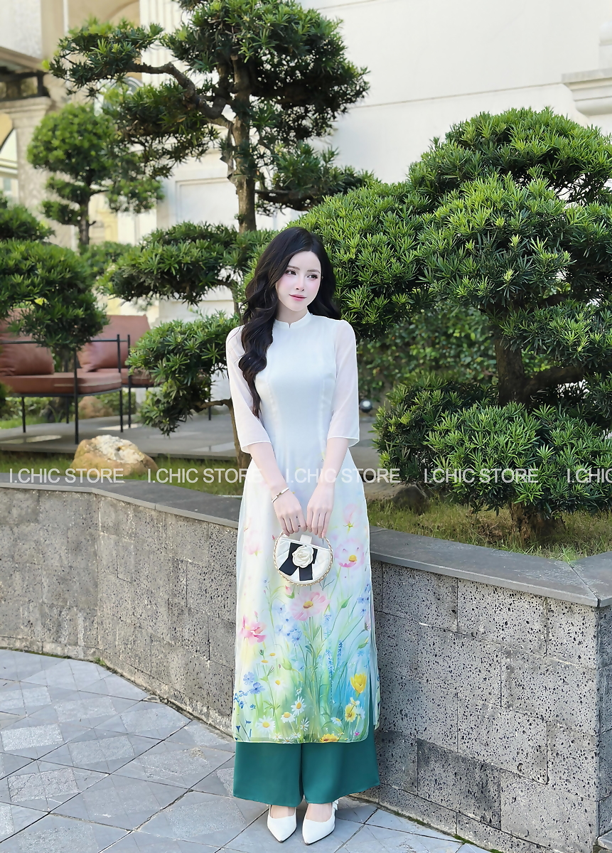 Áo Dài Như Mai Trắng